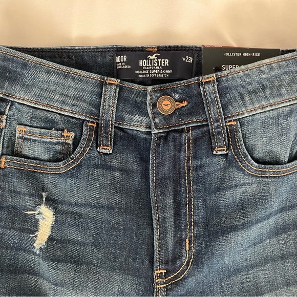 NWT/Hollister High-Rise Super Skinny Jeans 000R W23 Distressed - Picture 4 of 8